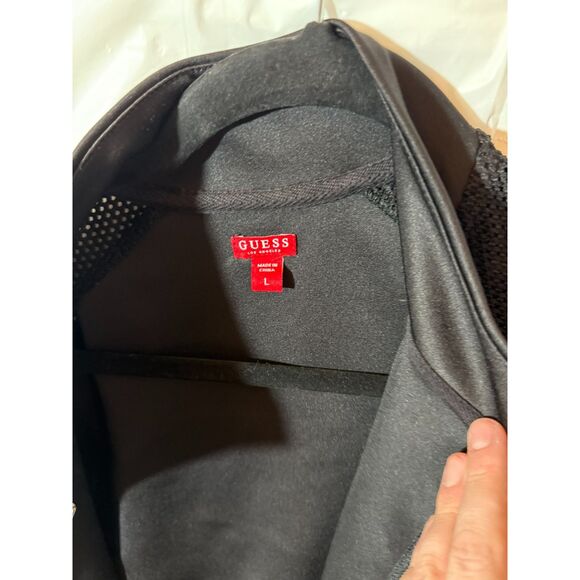 Guess Los Angeles Black Zip Jacket with Mesh Sleeves & Logo Size L - Picture 5 of 6